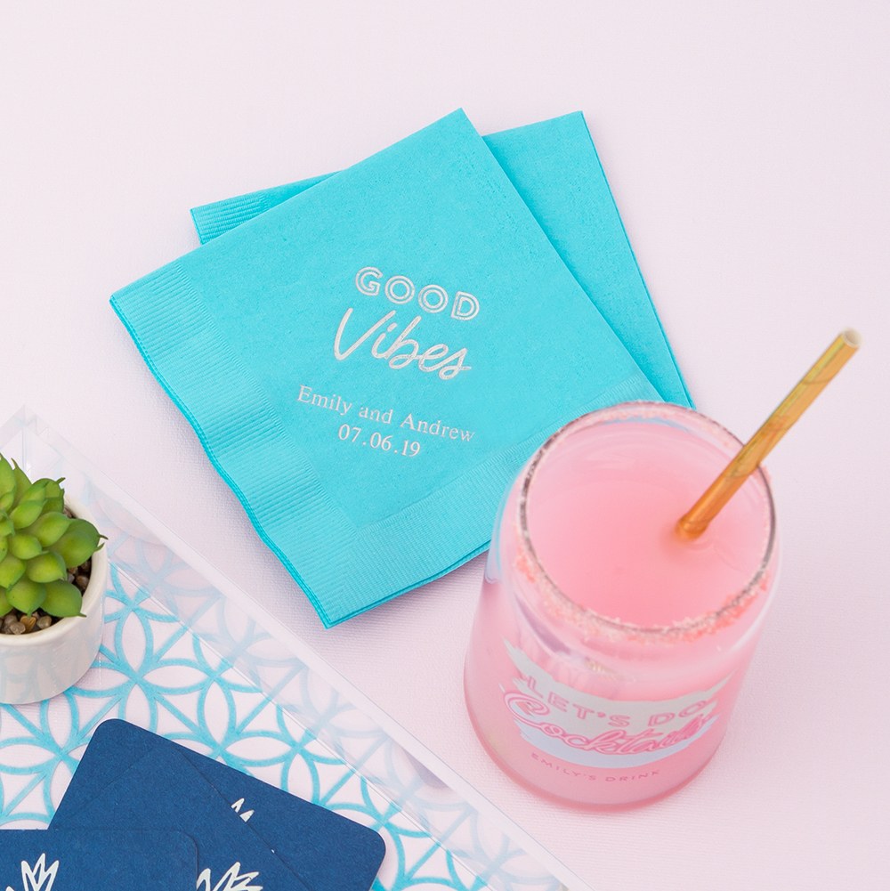 PERSONALIZED FOIL PRINTED PAPER NAPKINS - Good Vibes

(50/pkg) - AyaZay Wedding Shoppe