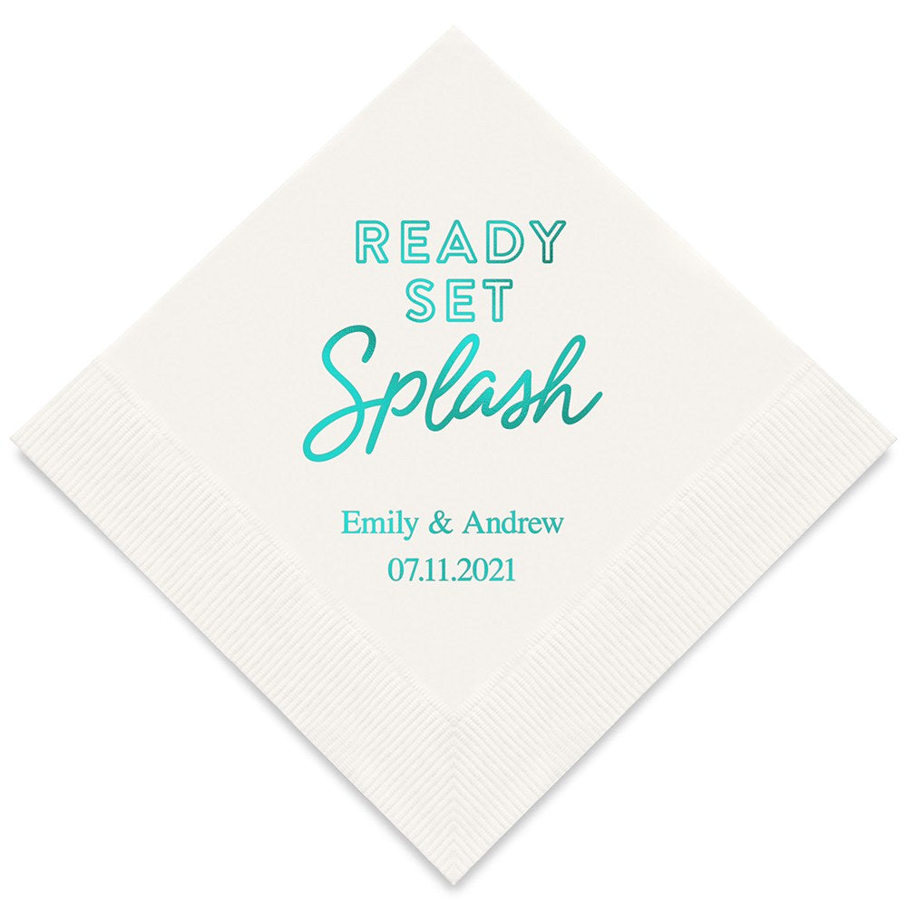 PERSONALIZED FOIL PRINTED PAPER NAPKINS - Ready Set Splash

(50/pkg) - AyaZay Wedding Shoppe