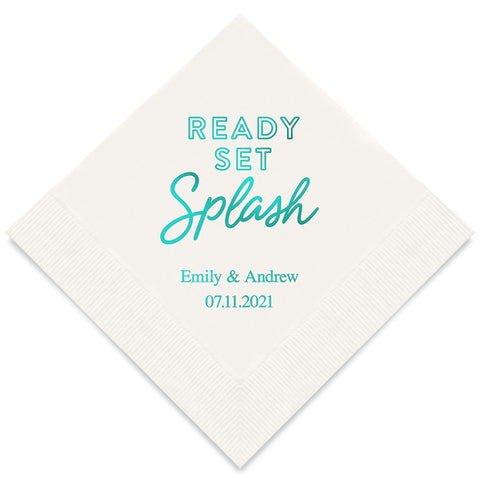 PERSONALIZED FOIL PRINTED PAPER NAPKINS - Ready Set Splash

(50/pkg) - AyaZay Wedding Shoppe