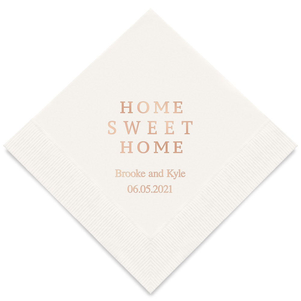 PERSONALIZED FOIL PRINTED PAPER NAPKINS - Home Sweet Home

(50/pkg) - AyaZay Wedding Shoppe