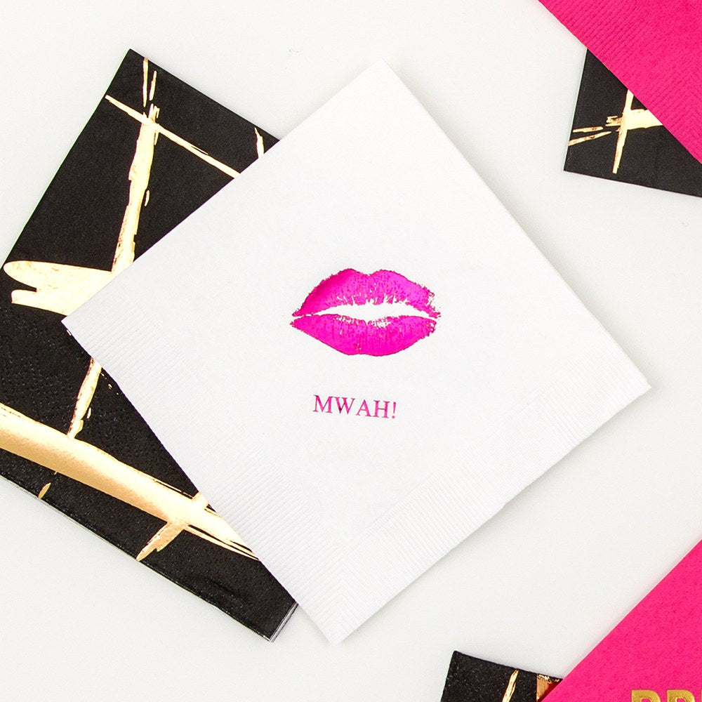PERSONALIZED FOIL PRINTED PAPER NAPKINS - Kiss
(50/pkg) - AyaZay Wedding Shoppe