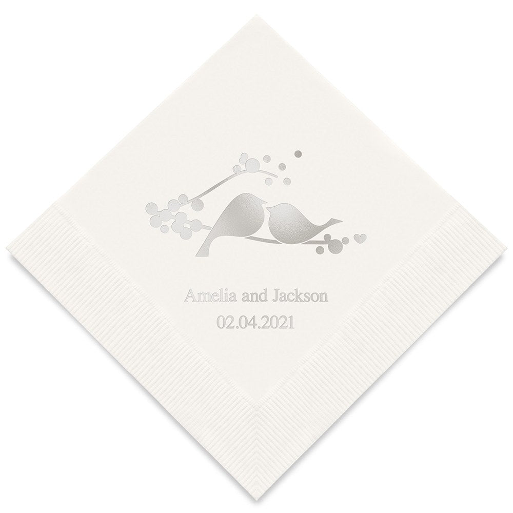 PERSONALIZED FOIL PRINTED PAPER NAPKINS - Love Birds
 (50/pkg) - AyaZay Wedding Shoppe