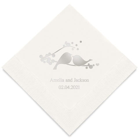 PERSONALIZED FOIL PRINTED PAPER NAPKINS - Love Birds
 (50/pkg) - AyaZay Wedding Shoppe