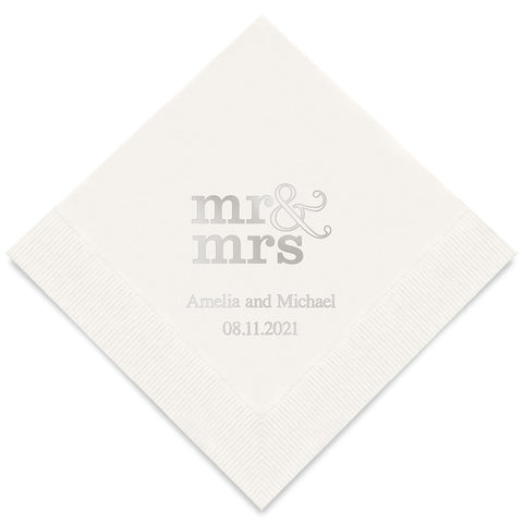 PERSONALIZED FOIL PRINTED PAPER NAPKINS - Mr & Mrs  (50/pkg) - AyaZay Wedding Shoppe