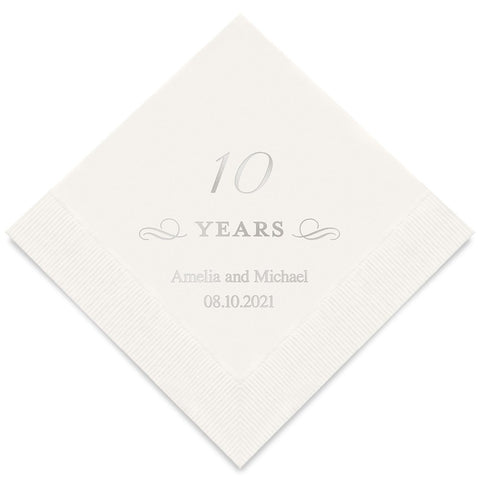 PERSONALIZED FOIL PRINTED PAPER NAPKINS - 10 Years

(50/pkg) - AyaZay Wedding Shoppe