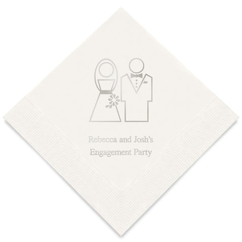 PERSONALIZED FOIL PRINTED PAPER NAPKINS - Stylized Bride And Groom
(50/pkg) - AyaZay Wedding Shoppe