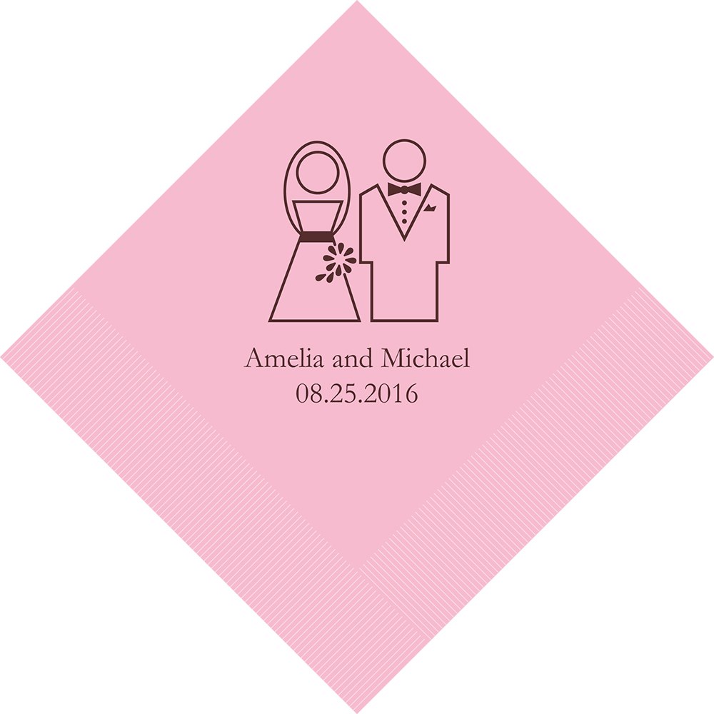 PERSONALIZED FOIL PRINTED PAPER NAPKINS - Stylized Bride And Groom
(50/pkg) - AyaZay Wedding Shoppe