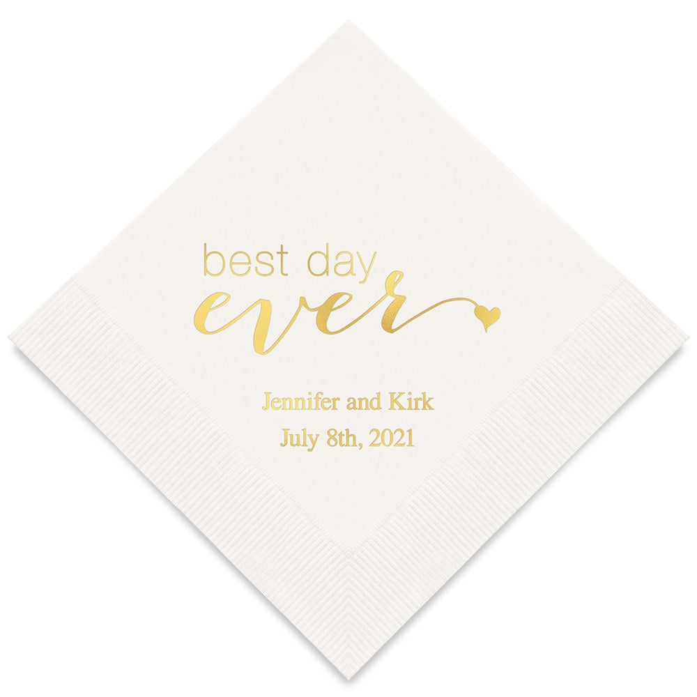 PERSONALIZED FOIL PRINTED PAPER NAPKINS - Best Day Ever

(50/pkg)