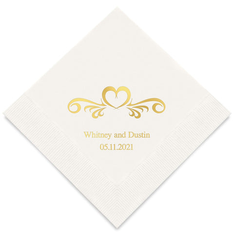 PERSONALIZED FOIL PRINTED PAPER NAPKINS - Heart Swirl
(50/pkg) - AyaZay Wedding Shoppe
