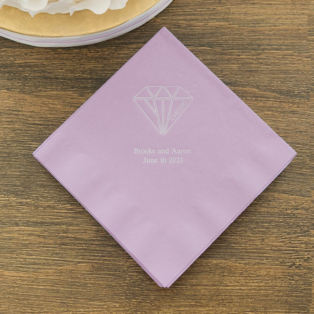 PERSONALIZED FOIL PRINTED PAPER NAPKINS - Cheers Geometric Diamond

(50/pkg) - AyaZay Wedding Shoppe