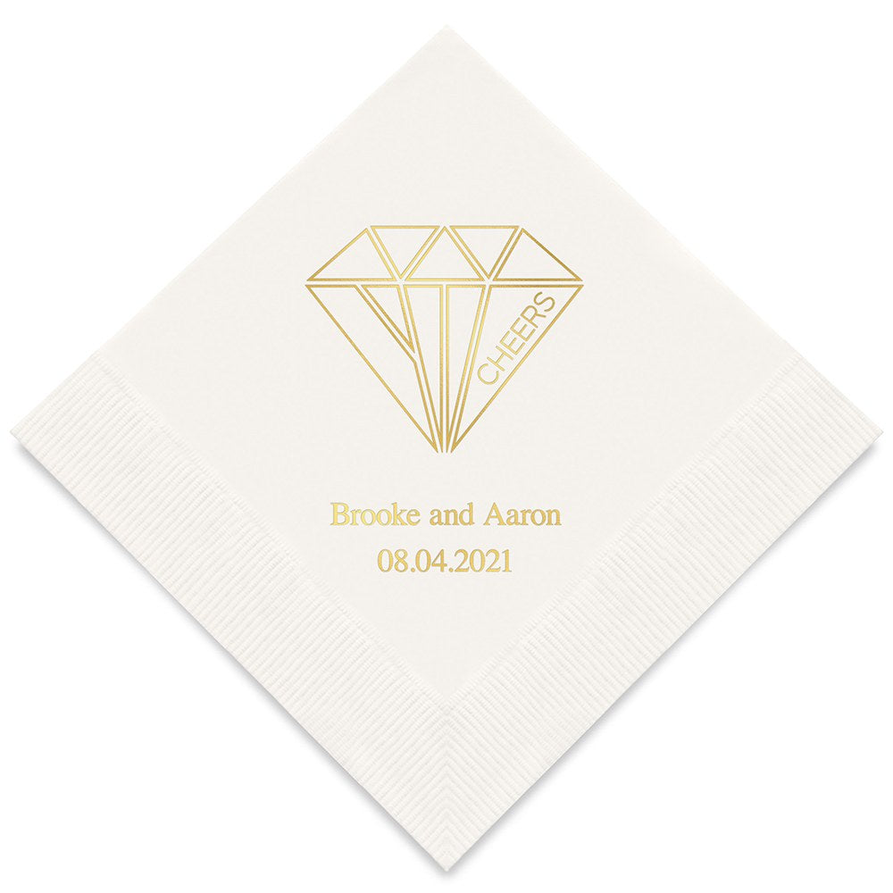 PERSONALIZED FOIL PRINTED PAPER NAPKINS - Cheers Geometric Diamond

(50/pkg) - AyaZay Wedding Shoppe