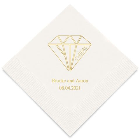 PERSONALIZED FOIL PRINTED PAPER NAPKINS - Cheers Geometric Diamond

(50/pkg) - AyaZay Wedding Shoppe