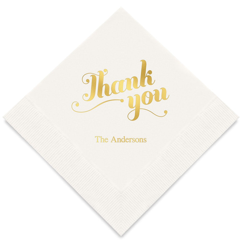 PERSONALIZED FOIL PRINTED PAPER NAPKINS - Thank You

(50/pkg) - AyaZay Wedding Shoppe