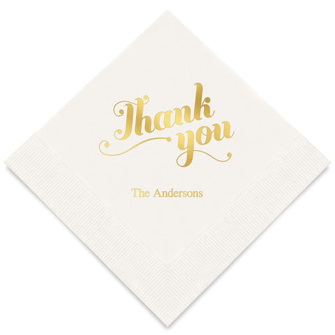 PERSONALIZED FOIL PRINTED PAPER NAPKINS - Thank You

(50/pkg) - AyaZay Wedding Shoppe