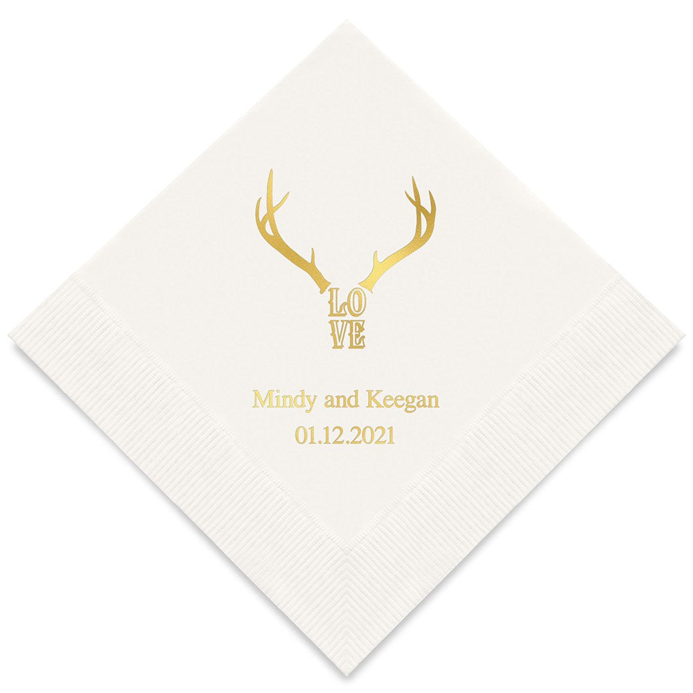 PERSONALIZED FOIL PRINTED PAPER NAPKINS - Love Antlers

(50/pkg) - AyaZay Wedding Shoppe