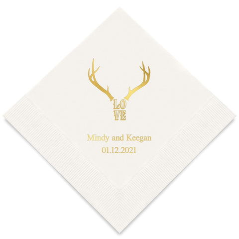 PERSONALIZED FOIL PRINTED PAPER NAPKINS - Love Antlers

(50/pkg) - AyaZay Wedding Shoppe
