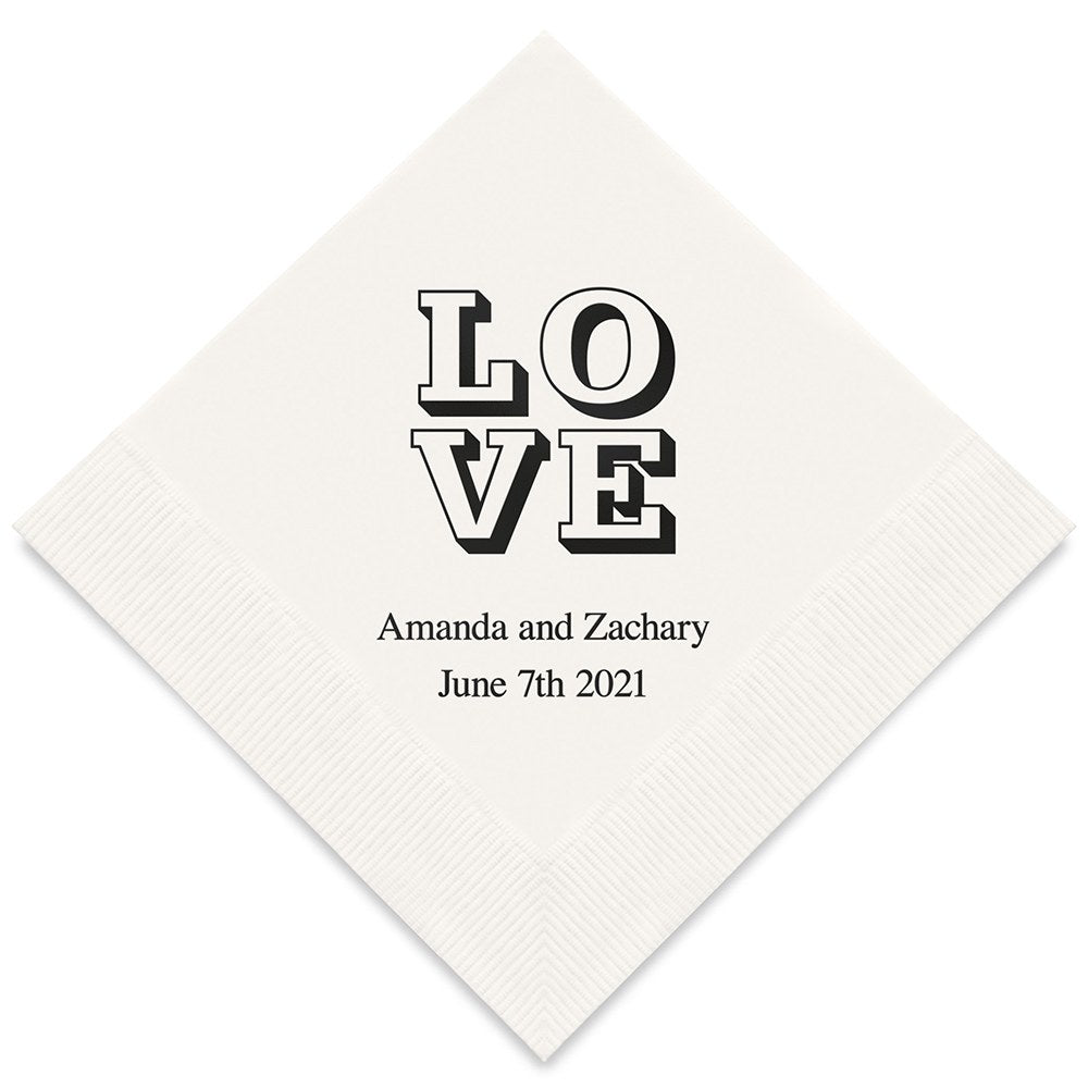 PERSONALIZED FOIL PRINTED PAPER NAPKINS - Love Stack
(50/pkg) - AyaZay Wedding Shoppe