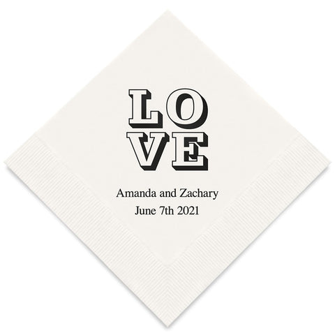 PERSONALIZED FOIL PRINTED PAPER NAPKINS - Love Stack
(50/pkg) - AyaZay Wedding Shoppe