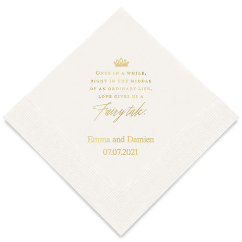 PERSONALIZED FOIL PRINTED PAPER NAPKINS - Love Gives Us A Fairy Tale
(50/pkg) - AyaZay Wedding Shoppe