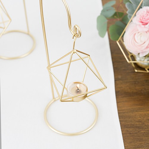 SMALL GOLD GEOMETRIC HANGING TEALIGHT HOLDER (2/pkg) - AyaZay Wedding Shoppe