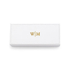VEGAN LEATHER JEWELLERY BOX - LINE MONOGRAM EMBOSS - AyaZay Wedding Shoppe